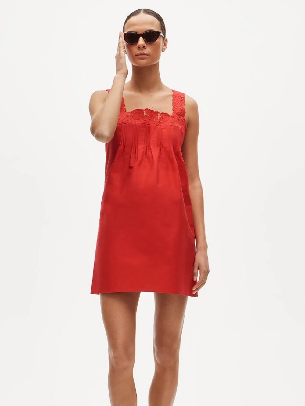 J Crew Ondine mini dress in double cotton poplin CU782 Size S Red